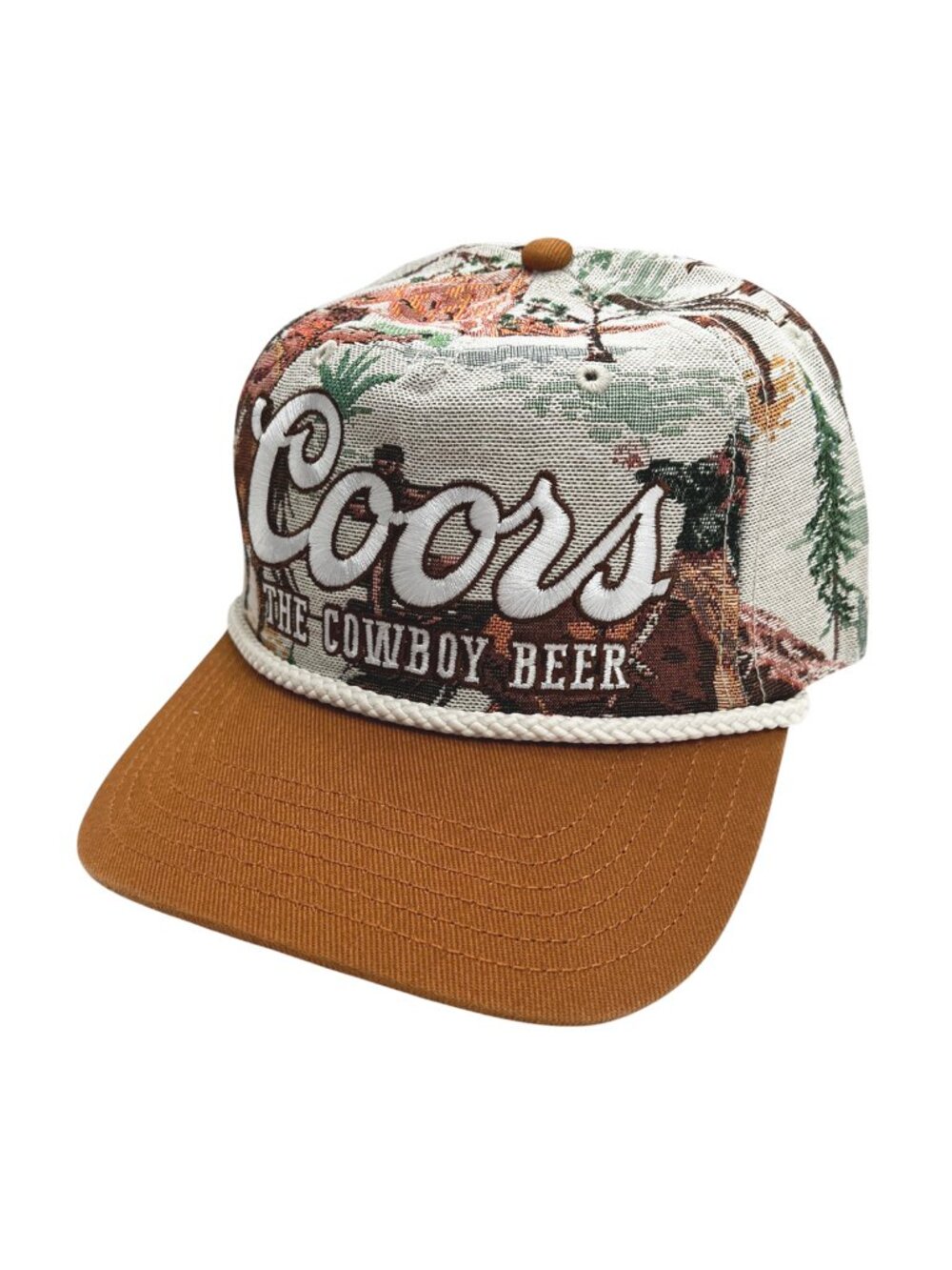 Coors Hat The Cowboy Beer Tapestry Fabric Crown NWT